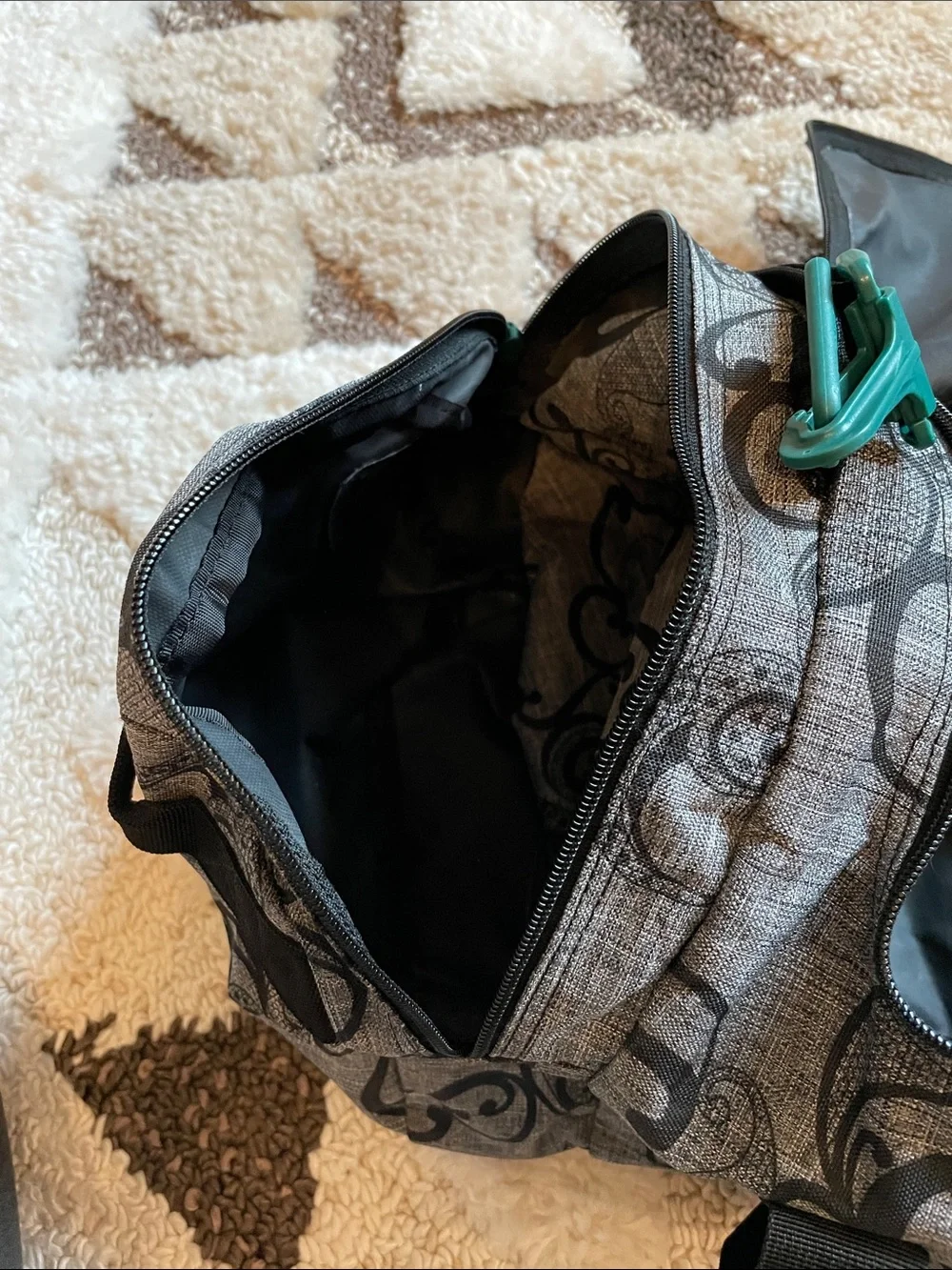 Damien Duffel Bag - Gray with black swirl pattern